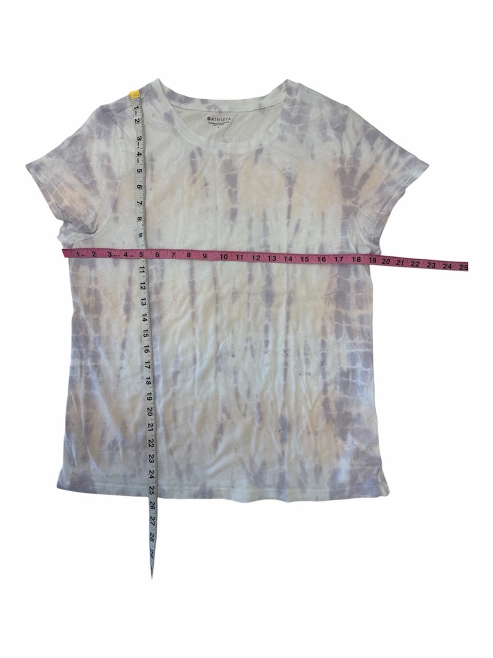 Athleta Organic Daily Printed Tee Large Kai Ballerina Pink Tie Dye Shirt - Picture 3 of 6